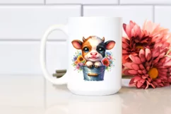 Cute Baby Cow Cub in Watery Bucket | Sublimation | Clipart Product Image 2