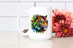 Abstract Vibrant Plant Leaves Tiger PNG Product Image 2
