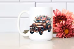 Vintage Rusty Pickup Truck with Flowers | Clipart Product Image 2