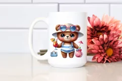 Cute Baby Bear Dressed for Beach with Cocktails | Clipart Product Image 2