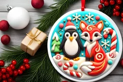 Round Christmas Ornament Sublimation|Clipart Product Image 1