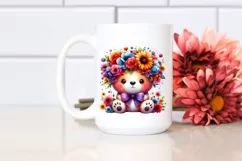 Vibrant Cartoon-Style Bear Adorned with Flower Crown | Product Image 2