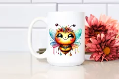 Funny Cute Bee Portrait Dripping in the Wind | Clipart Product Image 2