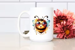 Funny Cute Bee Portrait Dripping in the Wind | Clipart Product Image 2