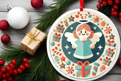 Round Christmas Ornament Sublimation|Clipart Product Image 2