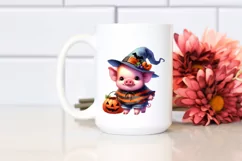 Cute Halloween Pig, Watercolor Clipart Product Image 2