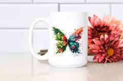 Abstract Vibrant Plant Leaves and 3D Flowers Butterfly PNG Product Image 2