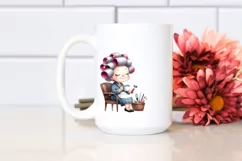 Old Lady Watercolor Character Chair Mug | Clipart Product Image 2