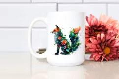 Abstract Vibrant Plant Leaves and 3D Flowers Fox Frame PNG Product Image 2