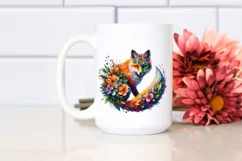 Abstract Vibrant Plant Leaves and 3D Flowers Fox Frame PNG Product Image 2