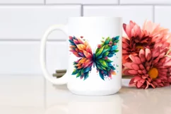 Abstract Vibrant Plant Leaves and 3D Flowers Butterfly PNG Product Image 2
