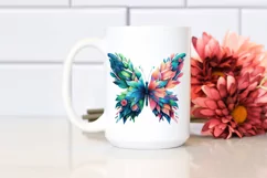 Abstract Vibrant Plant Leaves and 3D Flowers Butterfly PNG Product Image 2