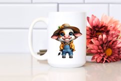 Happy Baby Cow in Farm Jeans and Raincoat | Clipart Product Image 2