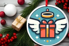 Round Christmas Ornament Sublimation|Clipart Product Image 2
