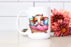Cute Baby Cow in Bed | Sublimation | Clipart Product Image 2