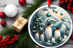Round Christmas Ornament Sublimation|Clipart Product Image 2