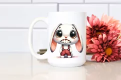 Watercolor Rabbit Big Eyes Standing Up Clipart Product Image 2