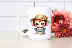 Colorful Baby Monkey in Bucket | Clipart Product Image 2