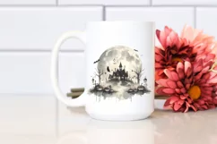 Vintage Halloween Scene with Full Moon PNG Product Image 2