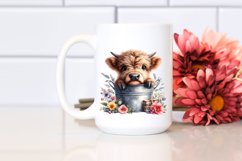 Cute Baby Highland Cow in Bucket PNG Product Image 2