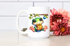 Cute Baby Frog with Gift Box PNG Product Image 2
