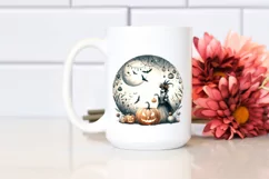 Vintage Halloween Scene with Masquerade PNG Product Image 2