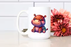 Vibrant Watercolor Cute Baby Hippo Product Image 2