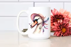 Funny Cute Swan Portrait Dripping in the Wind | Clipart Product Image 2