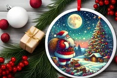 Round Christmas Ornament Sublimation|Clipart Product Image 2