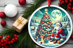 Round Christmas Ornament Sublimation|Clipart Product Image 2