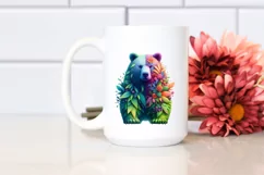 Abstract Vibrant Plant Leaves and 3D Flowers Bear PNG Product Image 2
