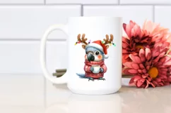 cute Watercolor Macaw with Reindeer Horns Product Image 2