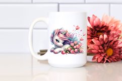 Baby Unicorn Tumbling with Spring Petals | Clipart Product Image 2