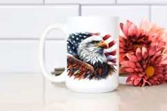 Detailed Patriotic Eagle and Flowers | Sublimation | Clipart Product Image 2
