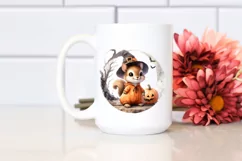 Retro Cute Baby Squirrel on Halloween Moon PNG Product Image 2