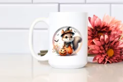 Retro Cute Baby Squirrel on Halloween Moon PNG Product Image 2