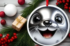Christmas Otter Round Ornament Sublimation PNG Product Image 2