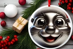 Christmas Otter Round Ornament Sublimation PNG Product Image 2