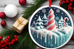 Round Christmas Ornament Sublimation|Clipart Product Image 2