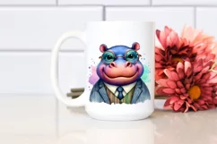 Funny Hippo Portrait in Retro es | Sublimation Clipart Product Image 2
