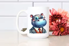 Funny Hippo Portrait in Retro es | Sublimation Clipart Product Image 2