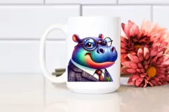 Funny Hippo Portrait in Retro es | Sublimation Clipart Product Image 2