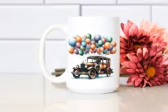 Vintage Rusty Car with Huge Balloons PNG Product Image 2