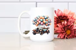 Vintage Rusty Car with Huge Balloons PNG Product Image 2
