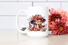 Funny Cute Tiger Watercolor Clipart Product Image 2