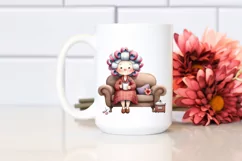 Old Lady Watercolor Character Sofa Mug | Clipart Product Image 2