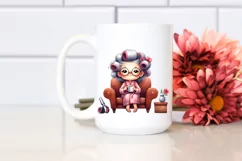 Old Lady Watercolor Character Sofa Mug | Clipart Product Image 2