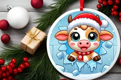Round Christmas Ornament Sublimation|Clipart Product Image 2