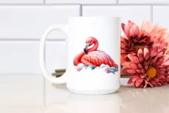 Sleeping Flamingo Watercolor PNG Product Image 2