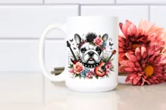 Bulldog Punk Singer Floral Frame Clipart Product Image 2